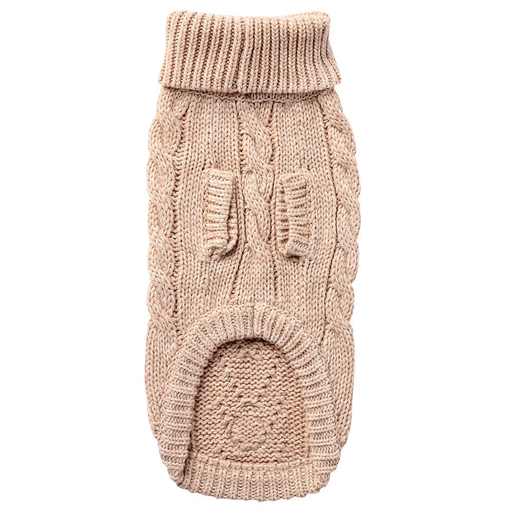 Oatmeal Knit Dog Sweater – Cozy Winter Turtleneck Pet Apparel for Small & Large Dogs