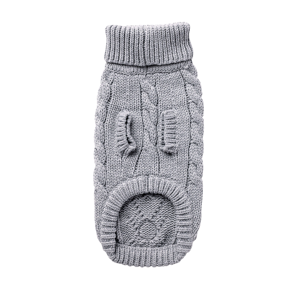 Grey Knit Dog Sweater – Cozy Winter Turtleneck Pet Apparel for Small & Large Dogs