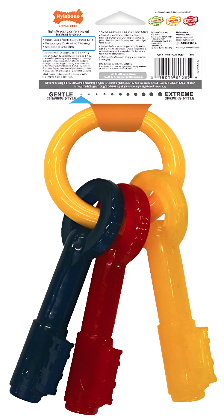 Nylabone Puppy Teething Chew Toy Key Ring โ Soothing Teether for Gentle Chewers