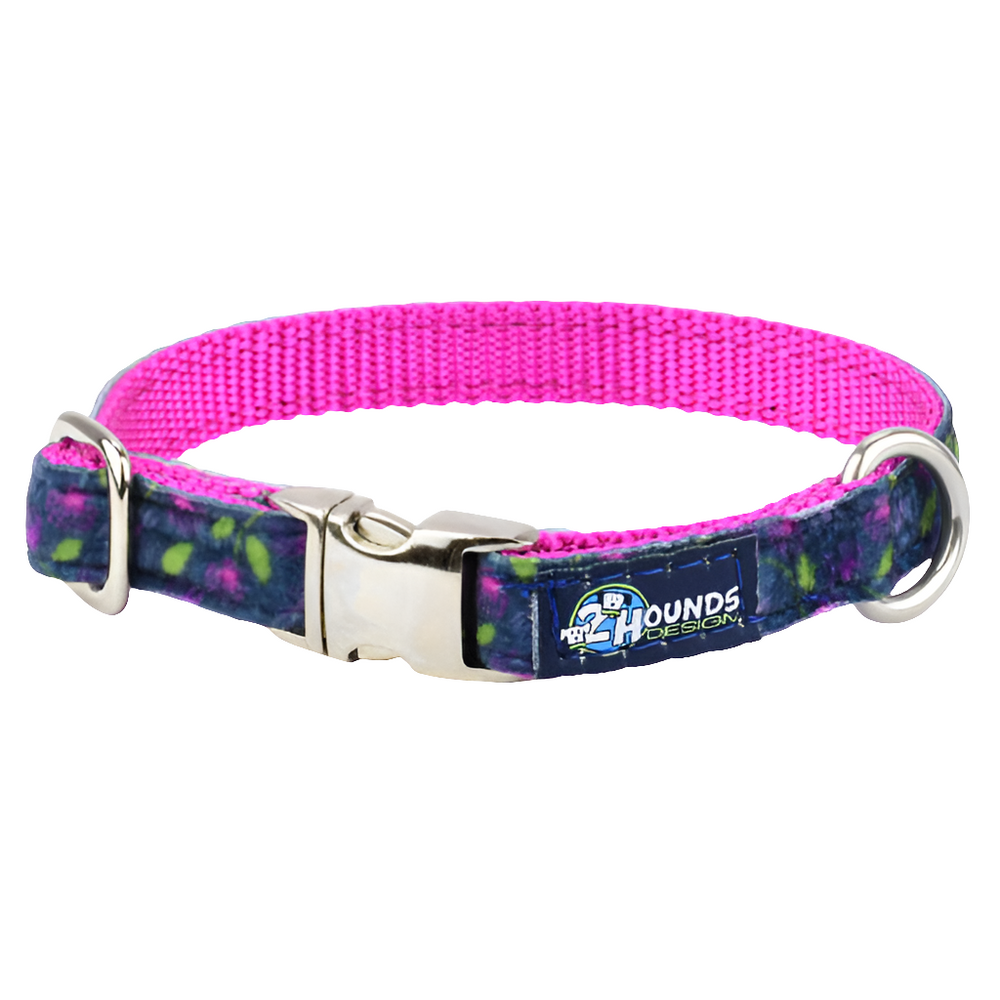 Midnight Dahlia Velvet Dog Collar – Essential Style by 2 Hounds Design