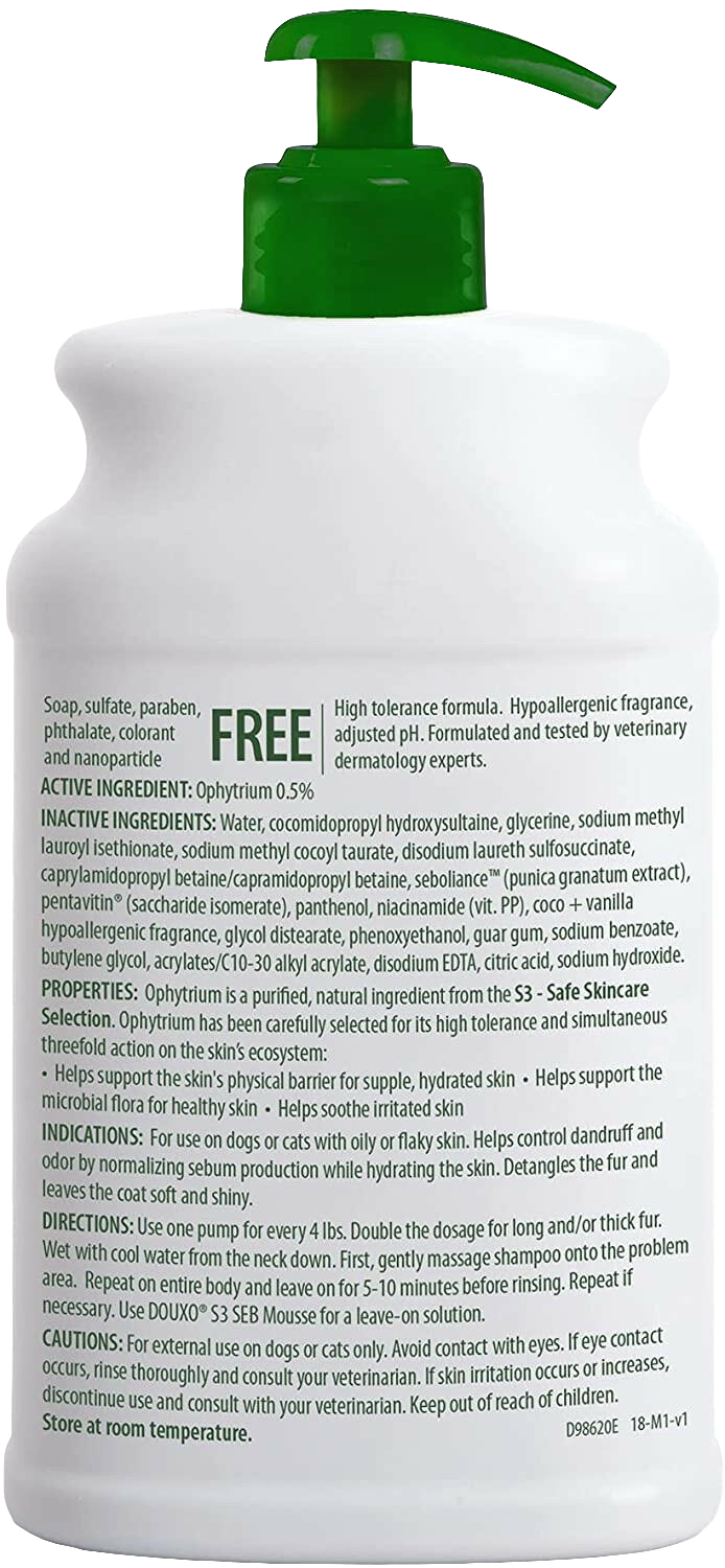 Douxo S3 SEB Medicated Dog & Cat Shampoo for Odor Control & Seborrhea Treatment