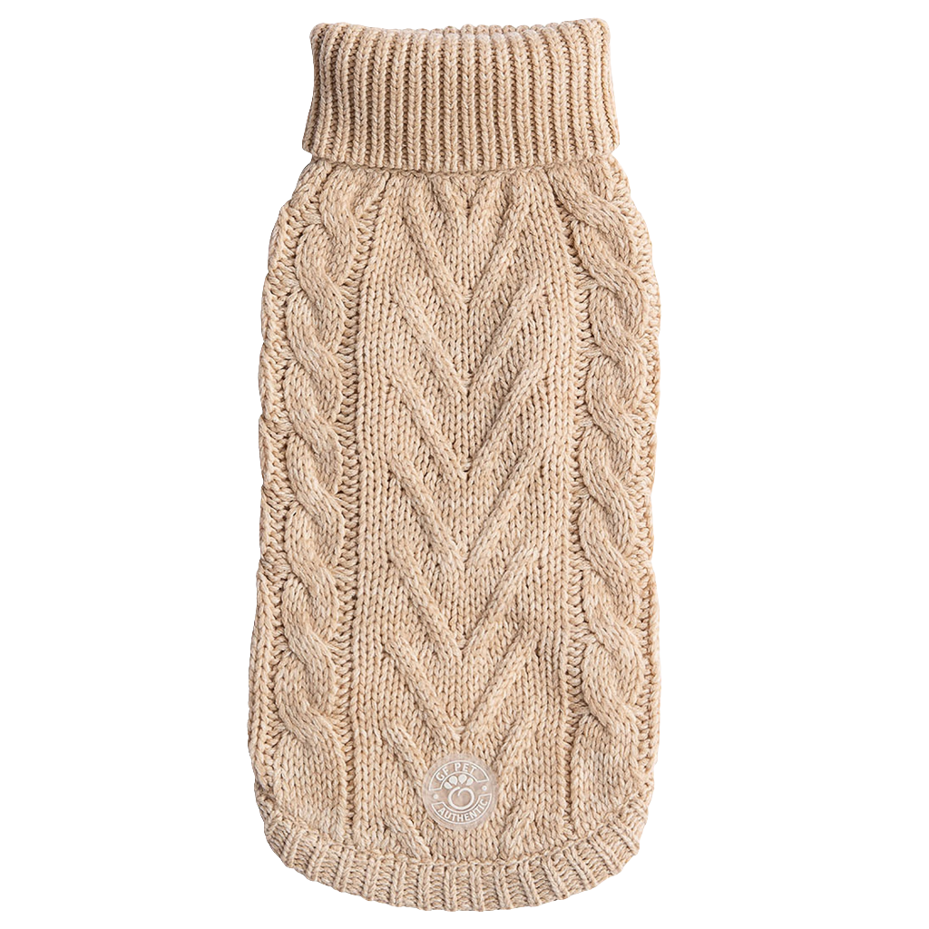 Oatmeal Knit Dog Sweater – Cozy Winter Turtleneck Pet Apparel for Small & Large Dogs
