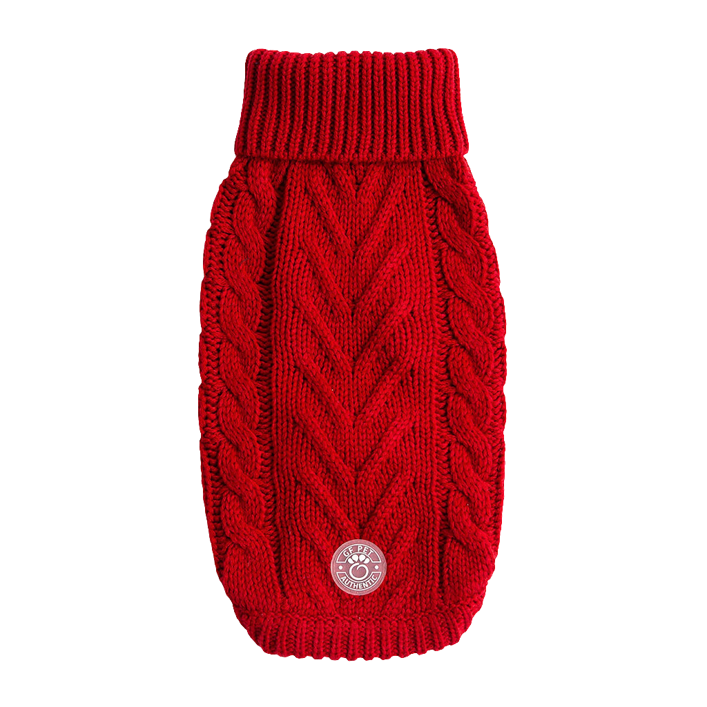 Red Knit Dog Sweater – Cozy Winter Turtleneck Pet Apparel for Small & Large Dogs