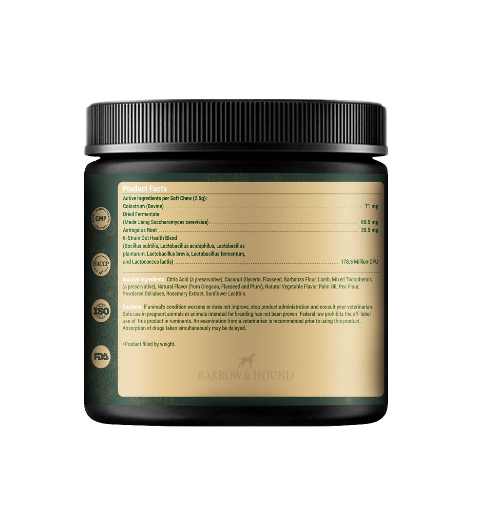 Barrow & Hound Allergy & Immune Bites for Dogs – Colostrum, Probiotics & Omega-3 – Seasonal Allergy & Itchy Skin Relief – Peanut Butter Flavor