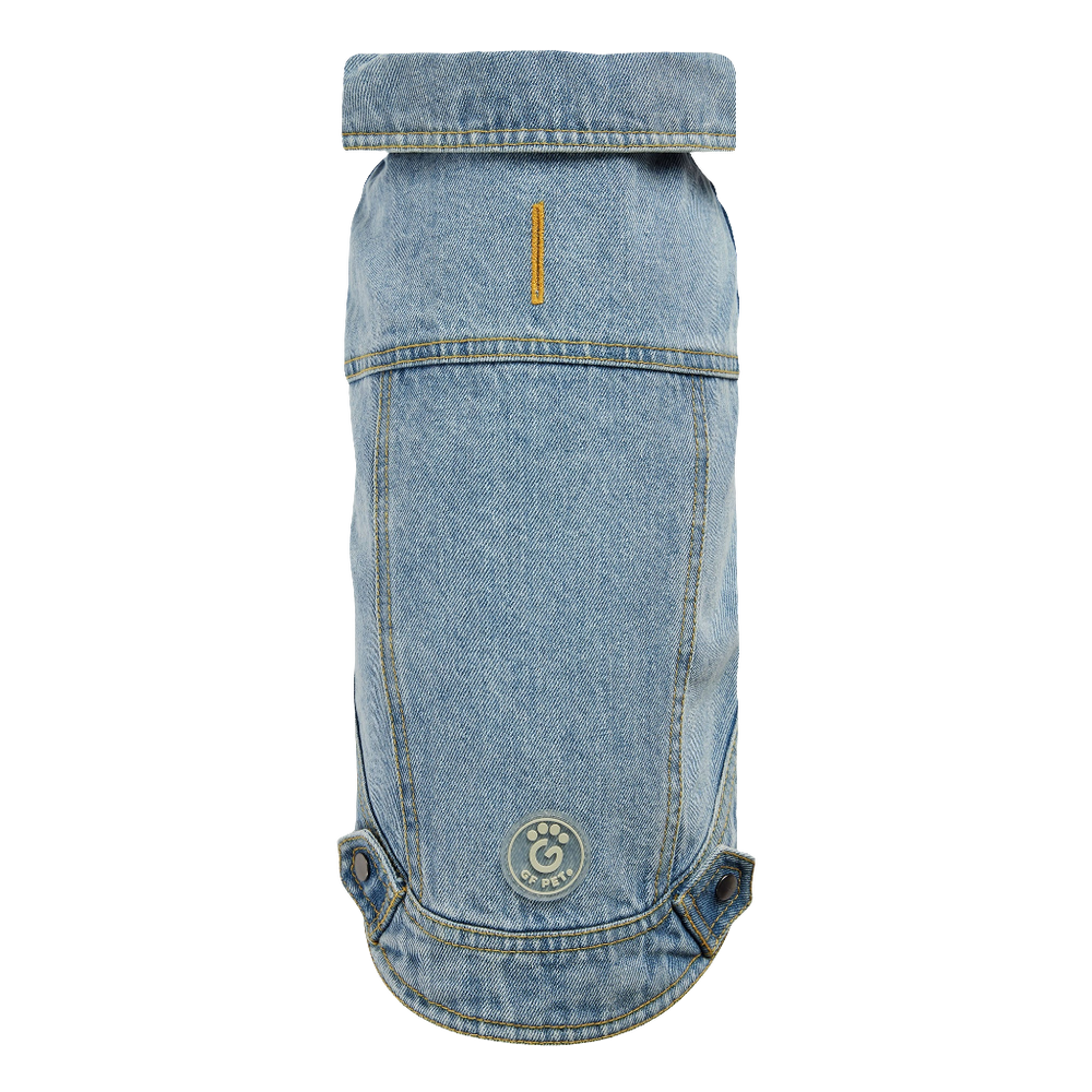 All-Season Light Wash Denim Dog Jacket – Adjustable Pet Coat with Elasto-Fit® for Perfect Comfort Fit