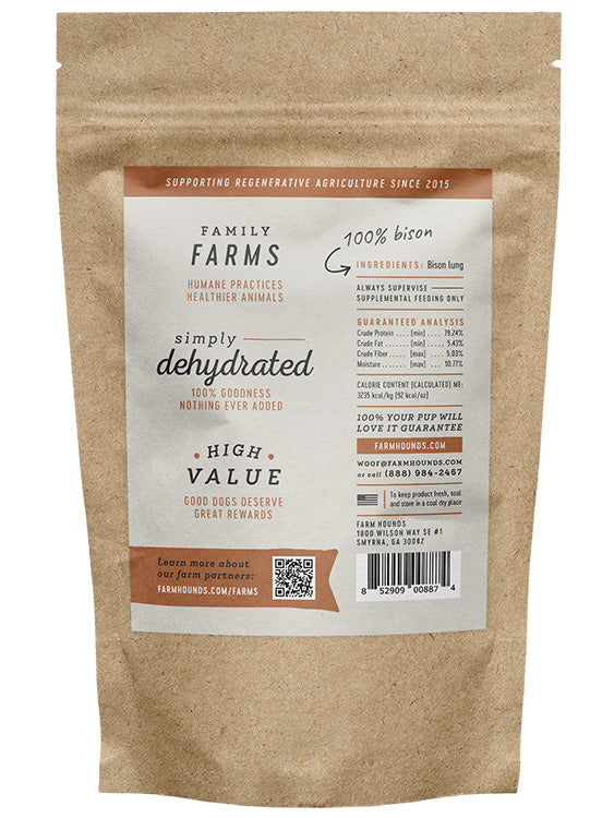Farm Hounds Bison Lung Dog Treats – 100% Grass-Fed, Single-Ingredient Chew