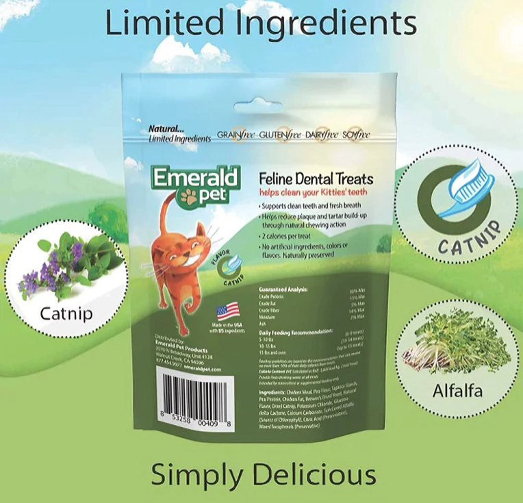 Dental Treats for Cats - Emerald Pet Feline Oral Health Snacks