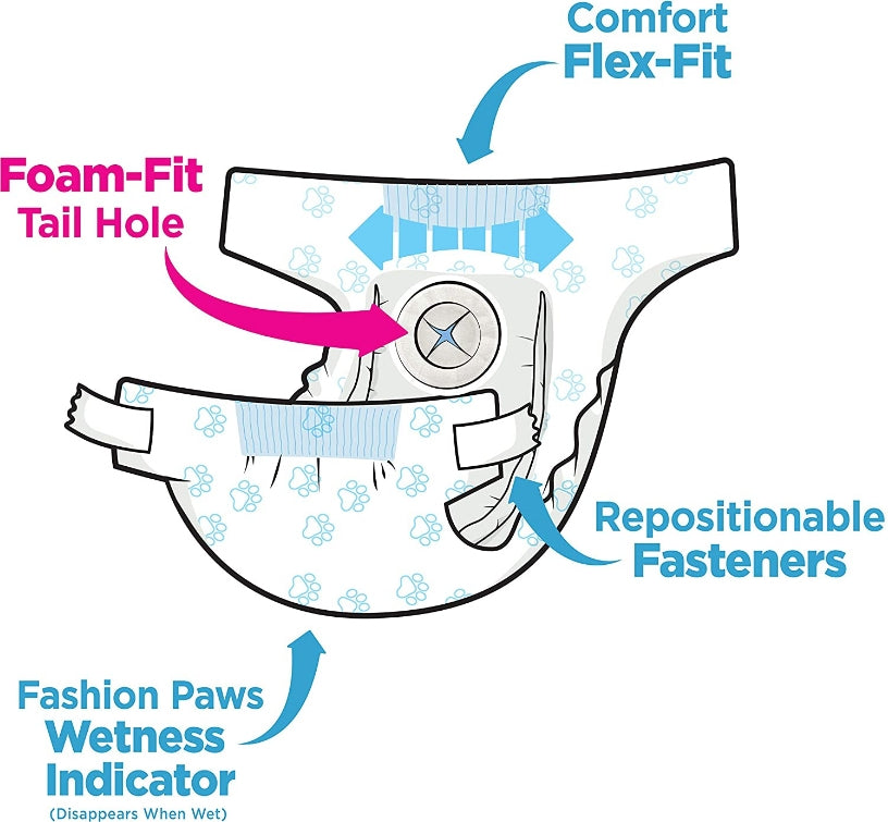 Small Disposable Dog Diapers - Four Paws Wee Wee, Leak-Proof Protection - 36 ct