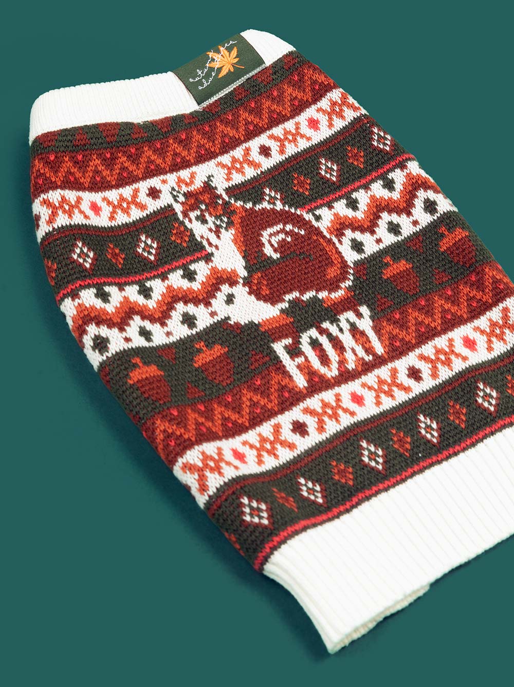 Foxy Cozy Autumn Knit Dog Sweater | Mess-Free Crewneck Pullover