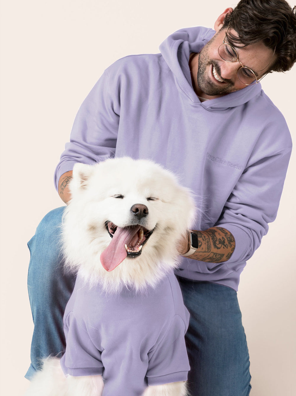 Matching Dog & Owner Hoodie – Oversized Unisex Fleece Sweatshirt for Pets and People (Lilac)