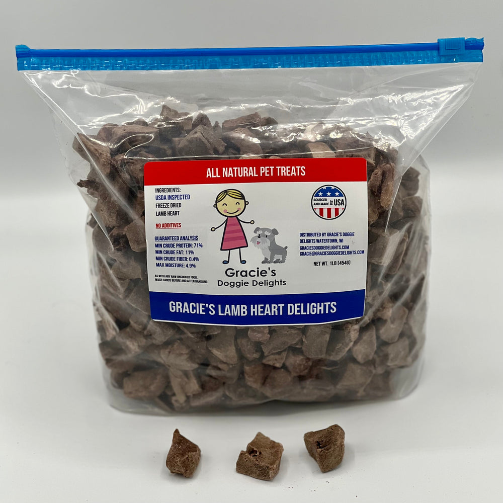 Gracie’s Lamb Heart Delights – Freeze-Dried Single-Ingredient Dog Treats