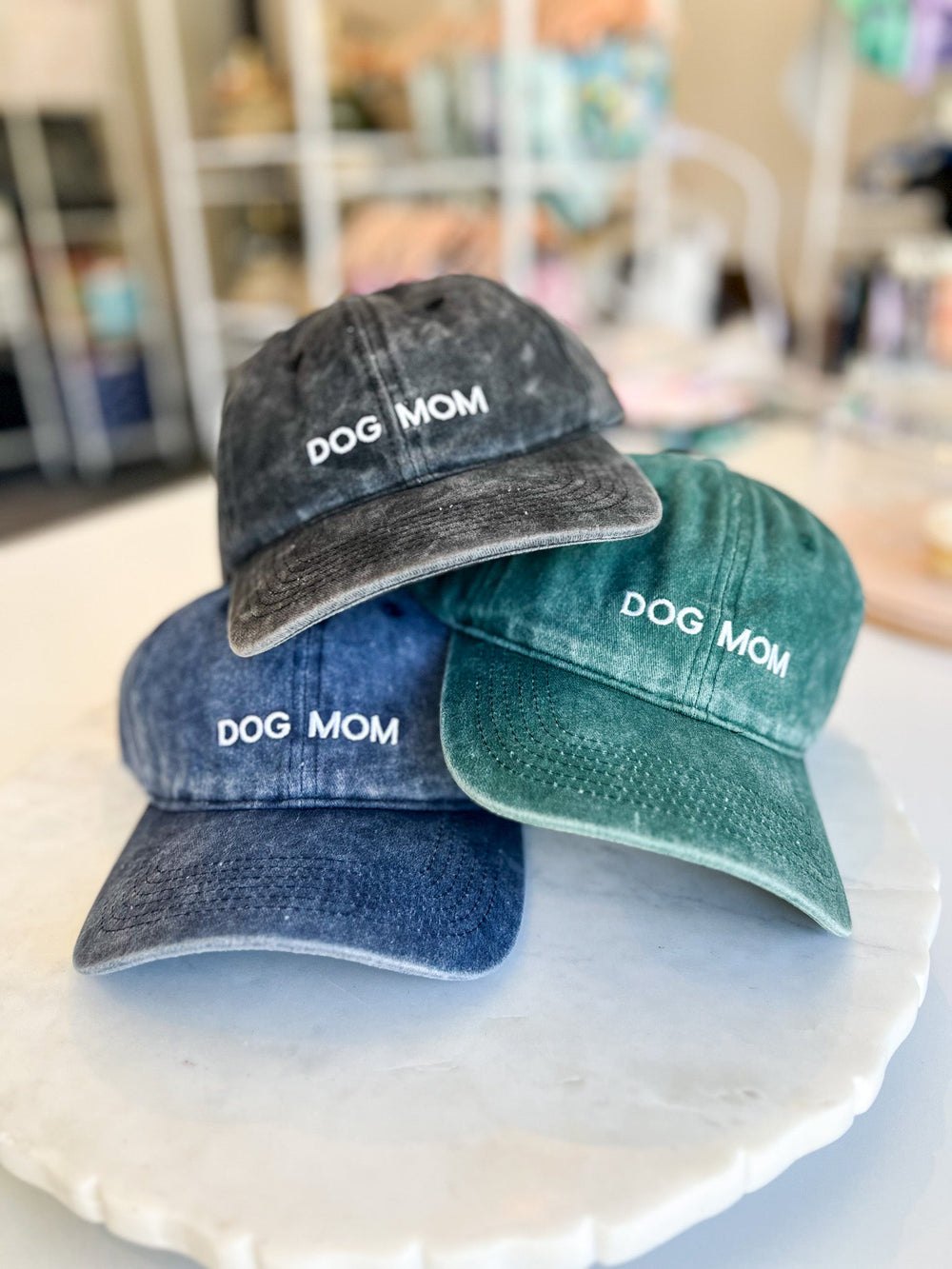 Dog Mom Embroidered Vintage Baseball Hat – Green, Adjustable Cotton Cap