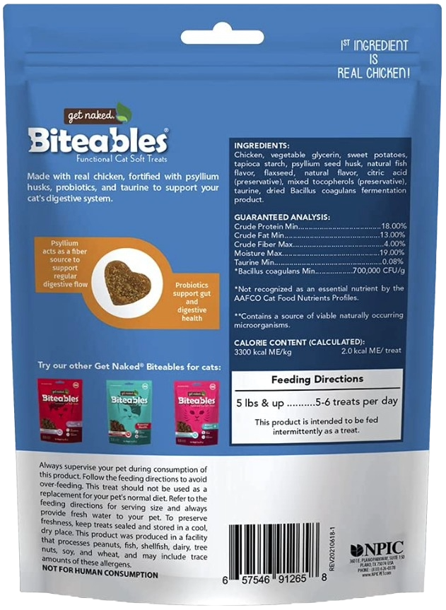 Get Naked Digestive Health Soft Cat Treats – Surf & Turf Flavor 3oz | Supports Healthy Digestion