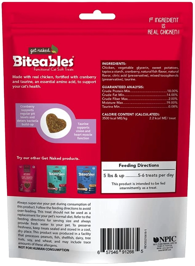 Get Naked Soft Health Biteables Cat Treats – Chicken Feast Flavor 3oz | Natural Wellness Chews