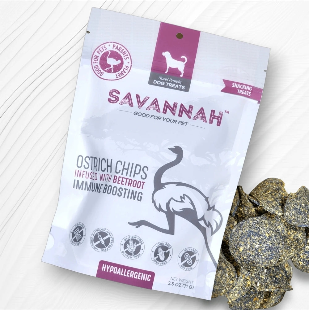 Savannah 3-Pack Immune-Boosting Ostrich Dog Treats โ Hypoallergenic & Natural Superfood Snacks