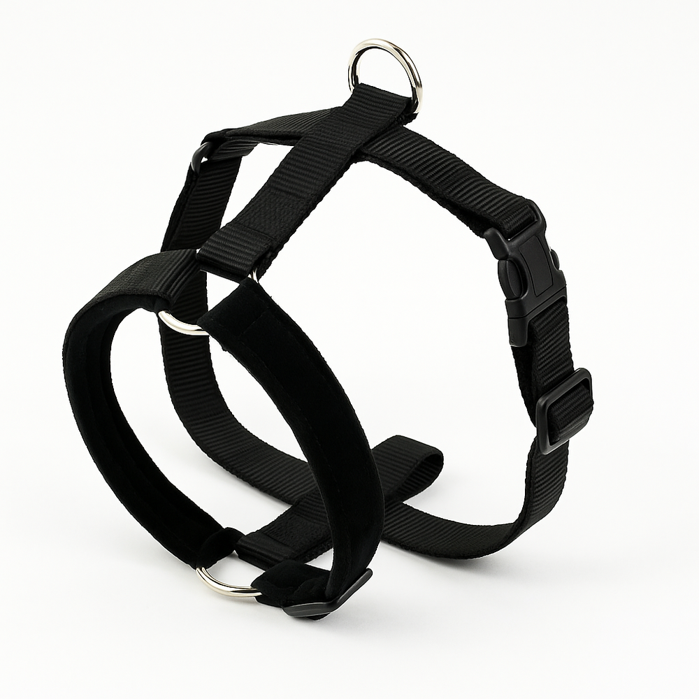 2 Hounds Design MINI Freedom No-Pull Dog Harness – Black with Yellow Dog Design Patterns For Small Dogs (13–16")