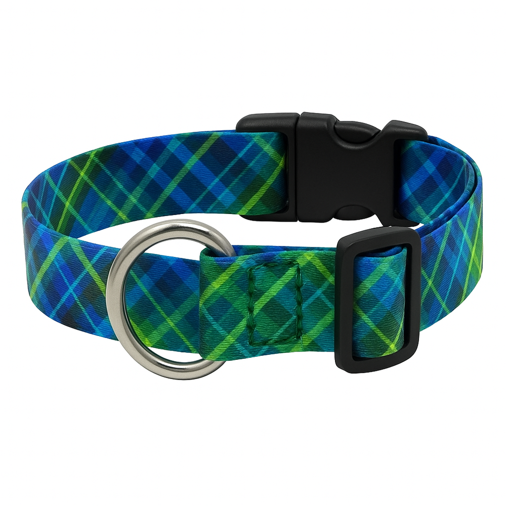 Electric Glow Green Plaid Martingale Dog Collar with Buckle – EarthStyle Collection