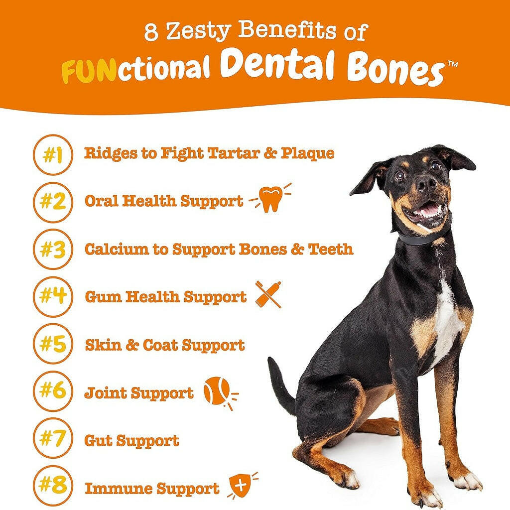 Zesty Paws All-in-One Dental Chews for Large Dogs – Functional Teeth, Breath & Bones (8 Ct)