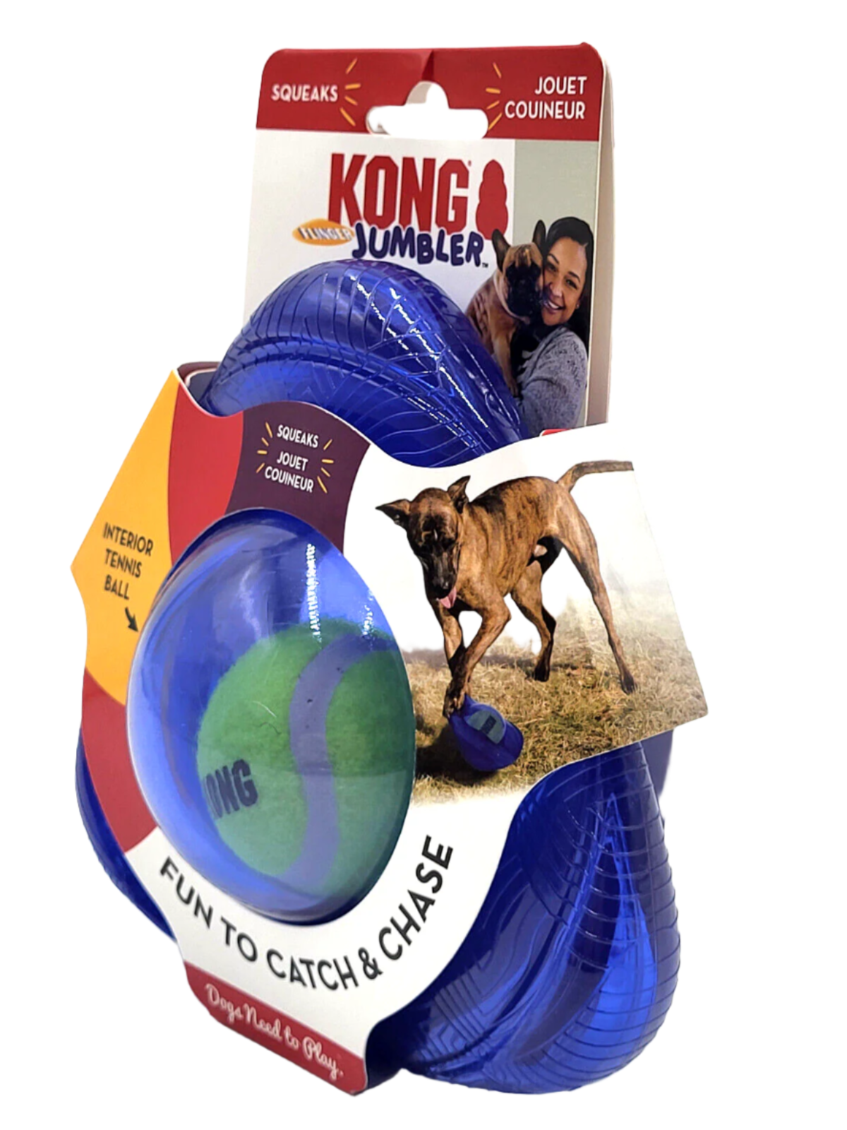 KONG Jumbler Flinger Dog Toy, Medium/Large - Durable Interactive Play
