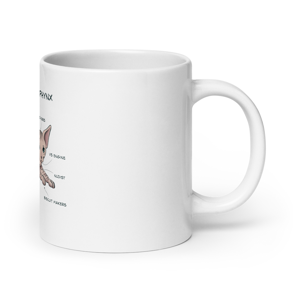Sphynx Cat Anatomy Mug – Funny Ceramic Coffee Cup for Cat Lovers