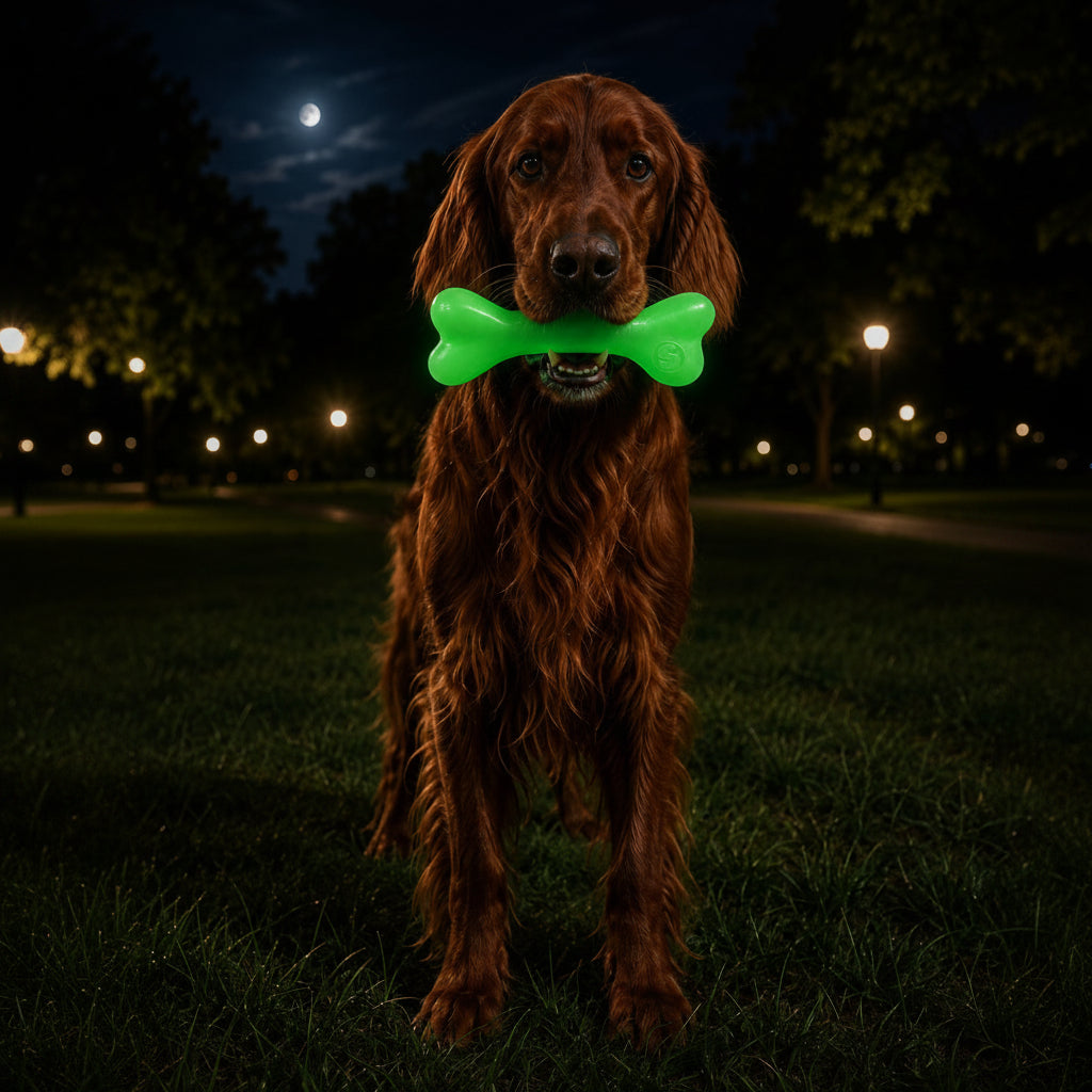SodaPup PUP-X Glow-in-the-Dark Dog Bone – Large Floating Chew Toy