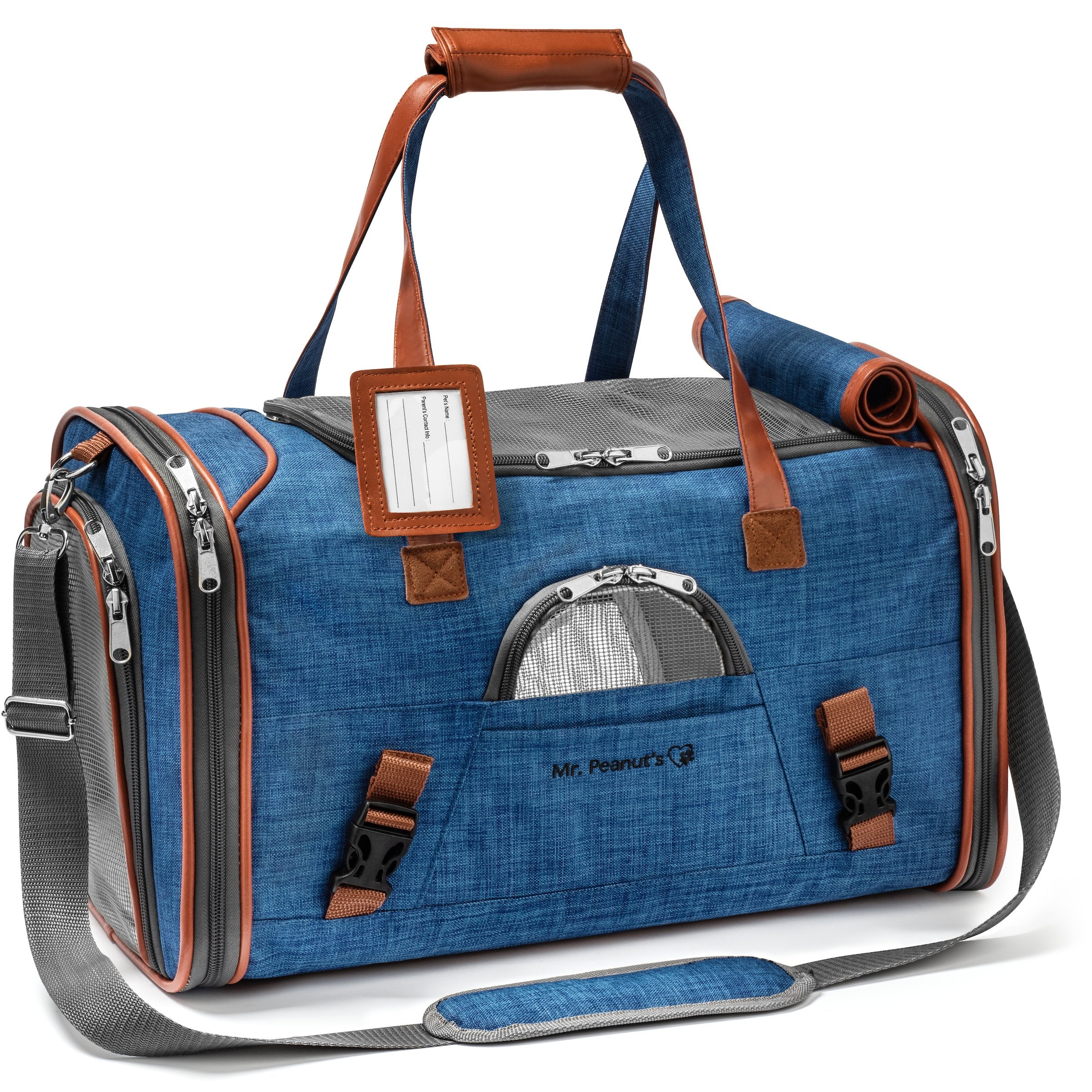 Mr. Peanut's Gold Series Airline Approved Pet Carrier – Soft-Sided Travel Tote for Cats & Small Dogs, Fits Under Airline Seats