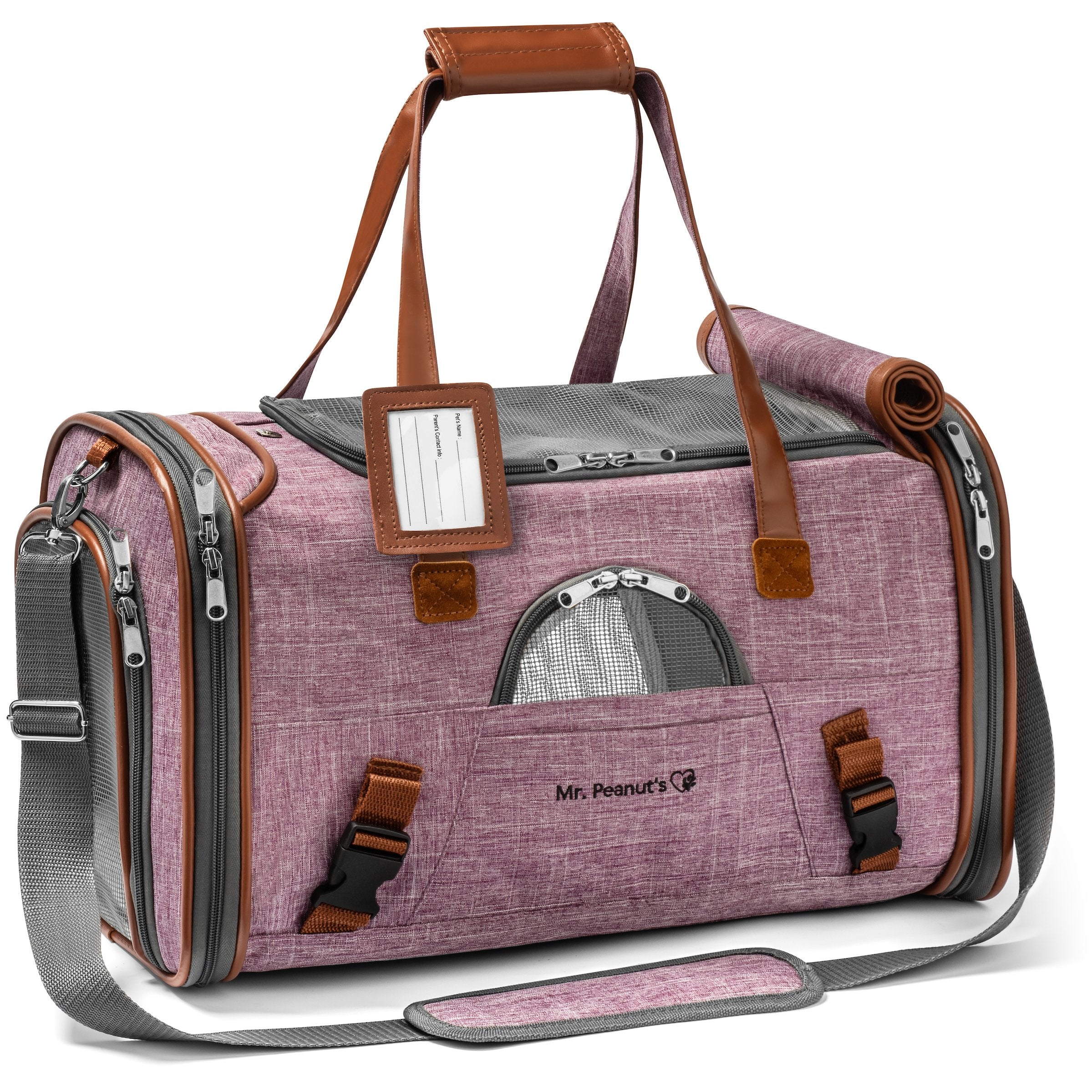 Mr. Peanut's Gold Series Airline Approved Pet Carrier – Soft-Sided Travel Tote for Cats & Small Dogs, Fits Under Airline Seats