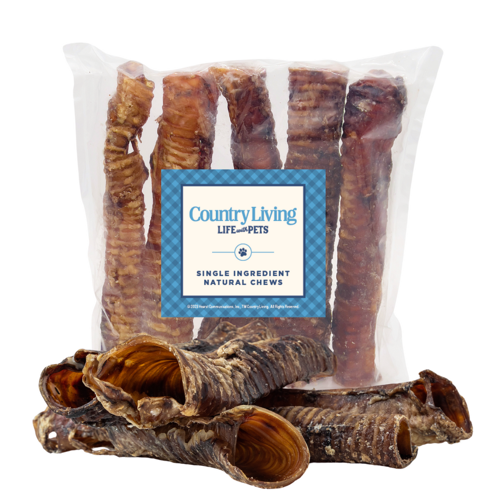 Country Living Beef Trachea Dog Treats – All-Natural 12-Inch Protein-Rich Chews (5-Pack)