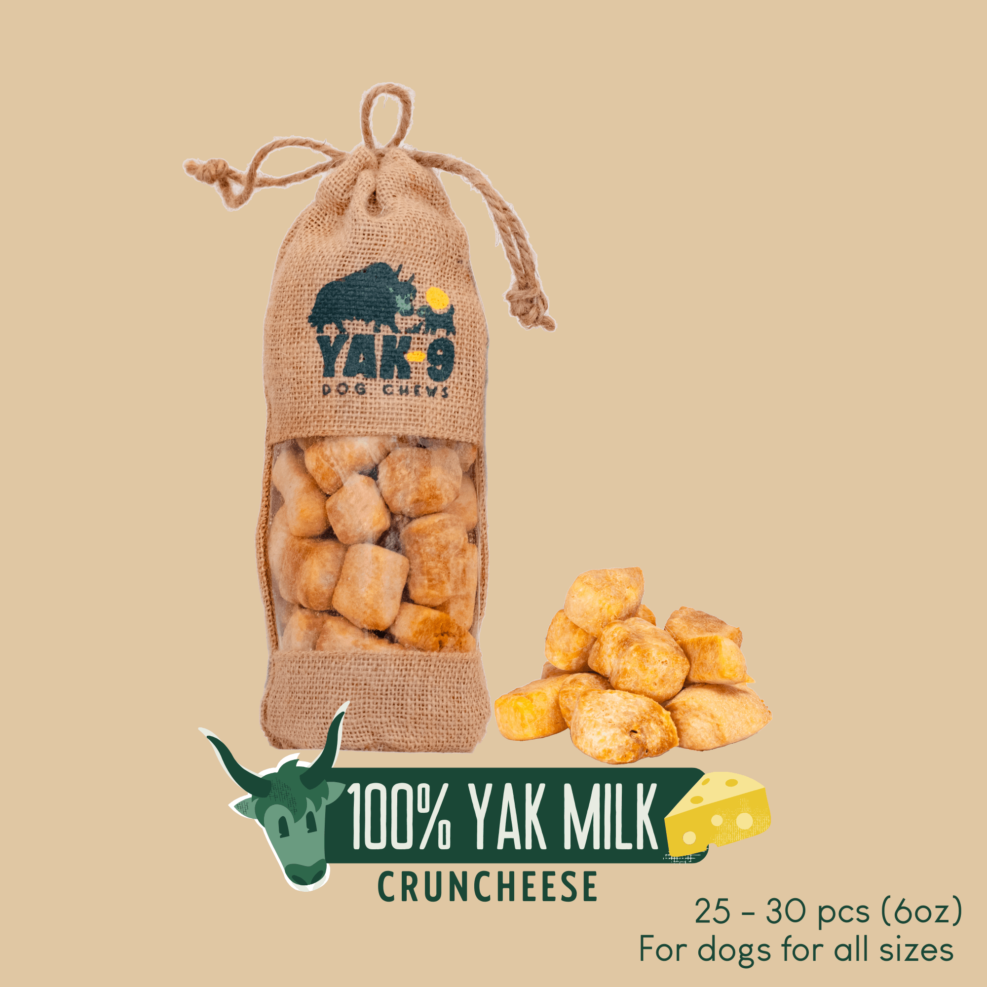 Yak9 CrunCheese Yak Cheese Dog Treats – Crunchy High-Protein Himalayan Training Treats