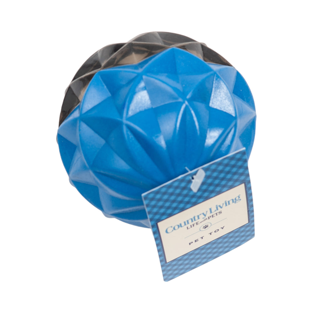 Country Living Geometric Textured Ball Dog Chew Toy – Durable Rubber Interactive Toy for Mental Stimulation (Large)