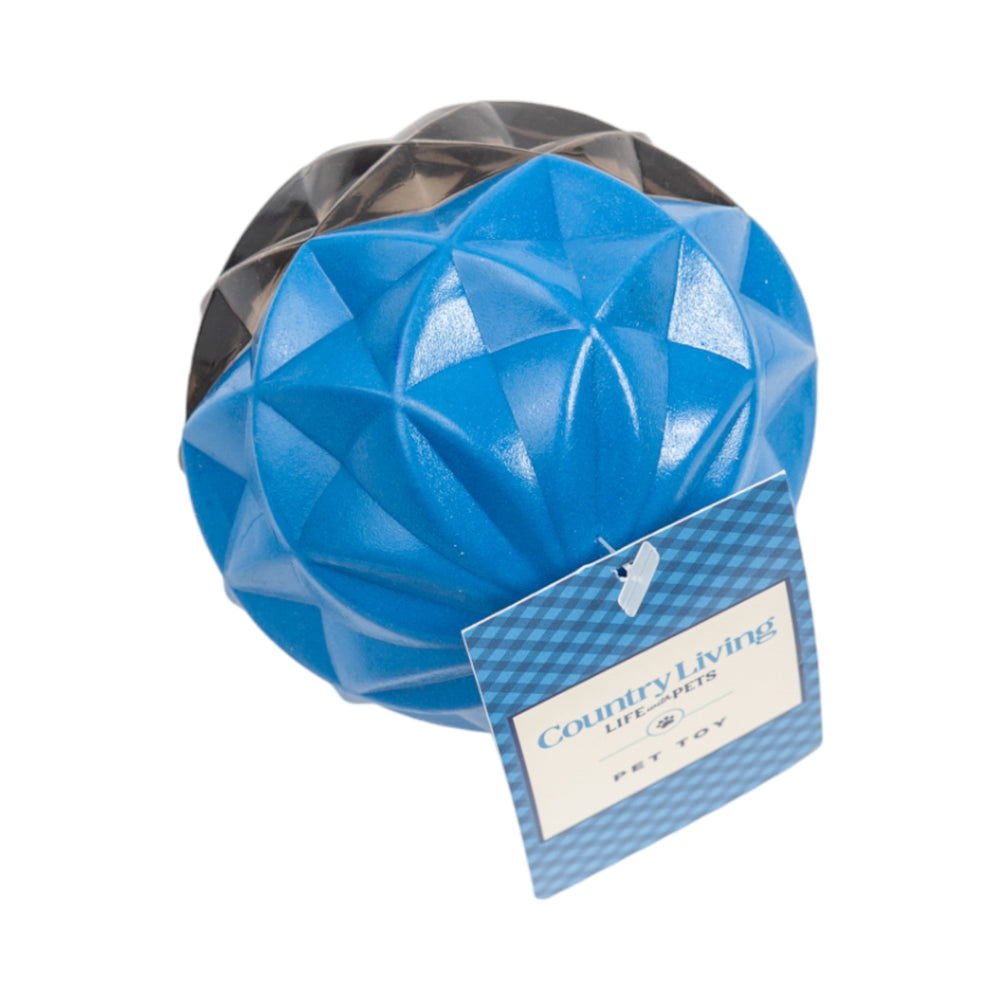 Country Living Geometric Textured Ball Dog Chew Toy – Durable Rubber Interactive Toy for Mental Stimulation (Large)