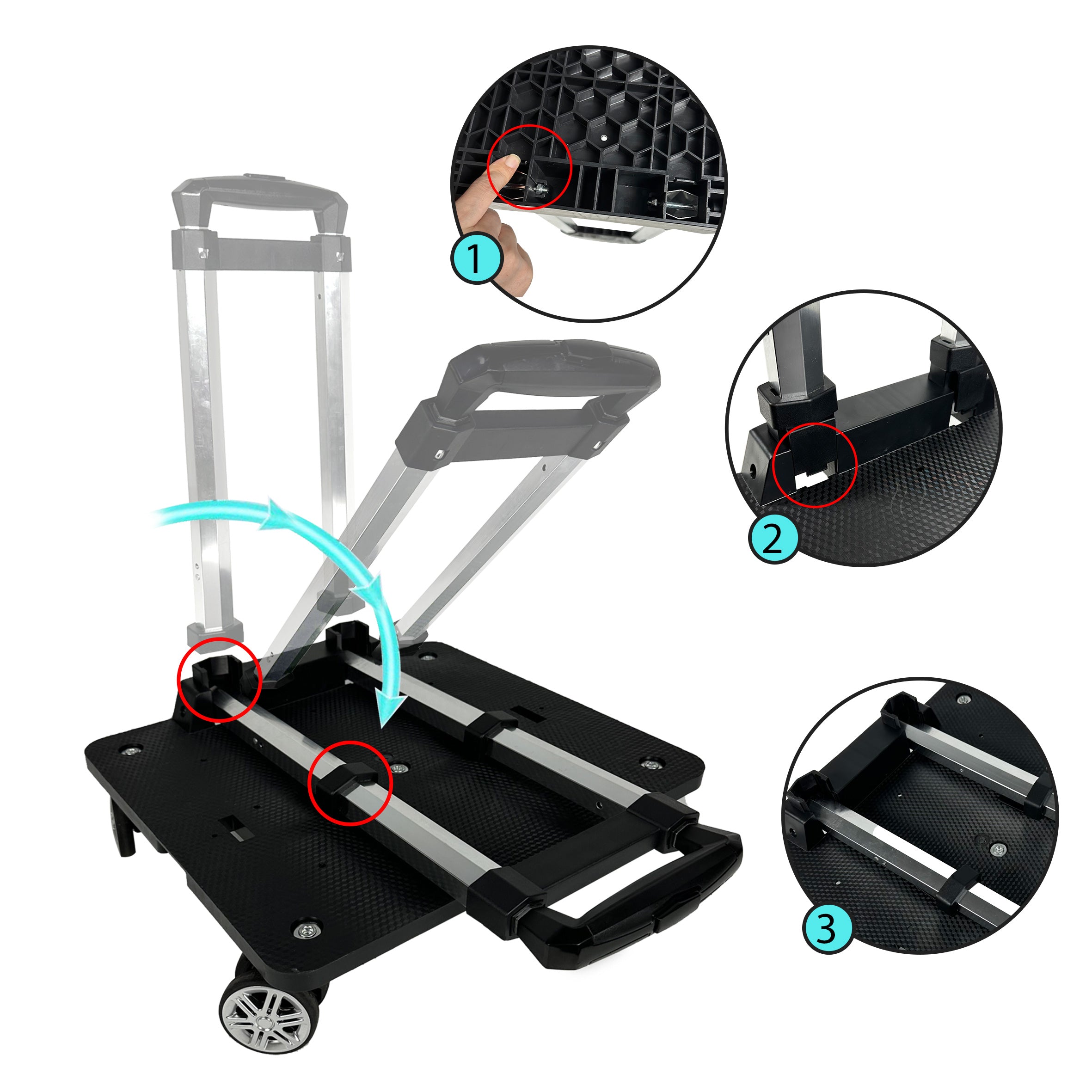 Mr. Peanut's Spinner Wheelbase Luggage Cart – Pet Carrier & Travel Bag Attachment for Easy Rolling
