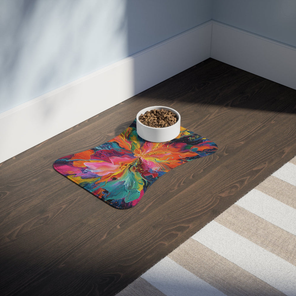 Bespattered Facade Colorful Paint Bloom Pet Feeding Mat – Absorbent Non-Slip Dog & Cat Food Mat