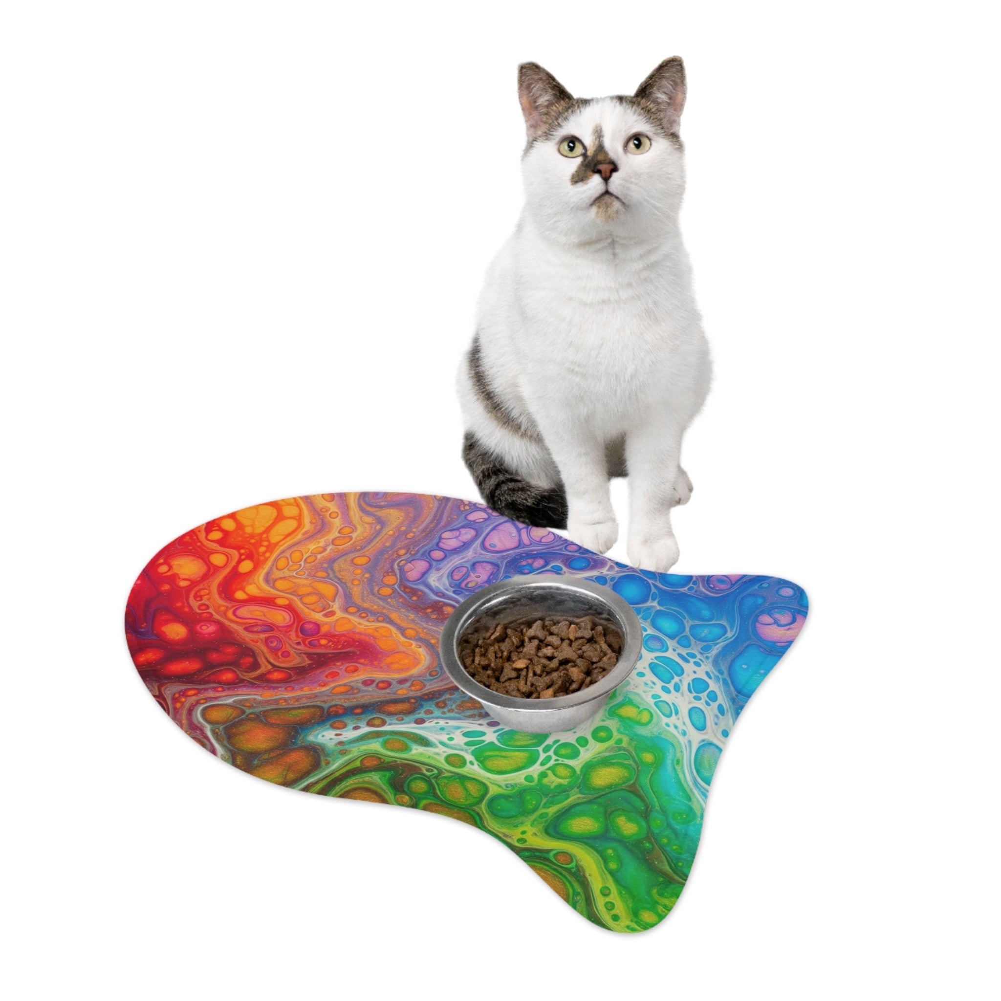 Bespattered Facade Colorful Flow Pet Feeding Mat – Absorbent Non-Slip Dog & Cat Food Mat