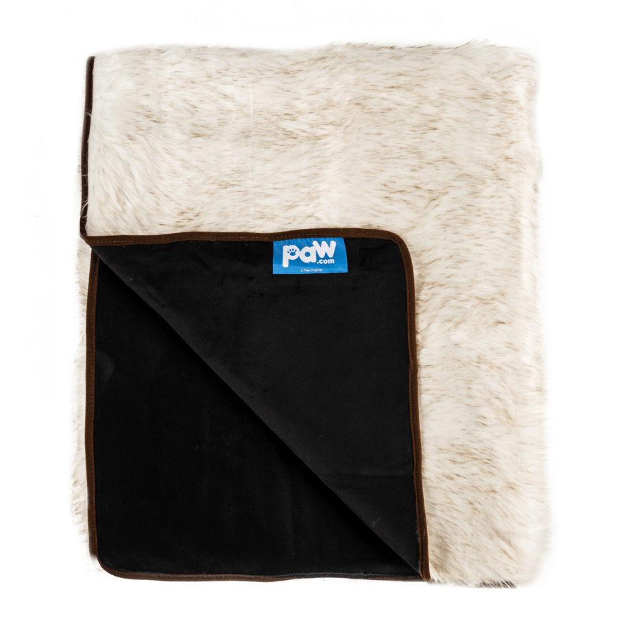 PupProtector™ Waterproof Dog Blanket – Durable, Washable, Throw Furniture Protector for Pets - White with Brown Accents