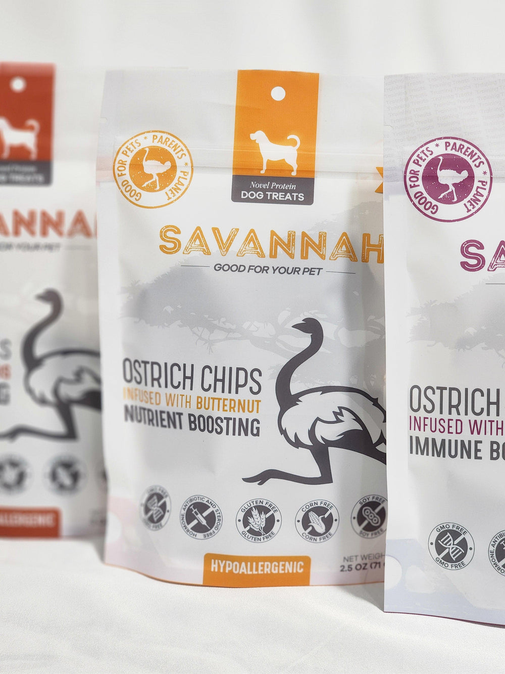 Savannah 3-Pack Immune-Boosting Ostrich Dog Treats – Hypoallergenic & Natural Superfood Snacks
