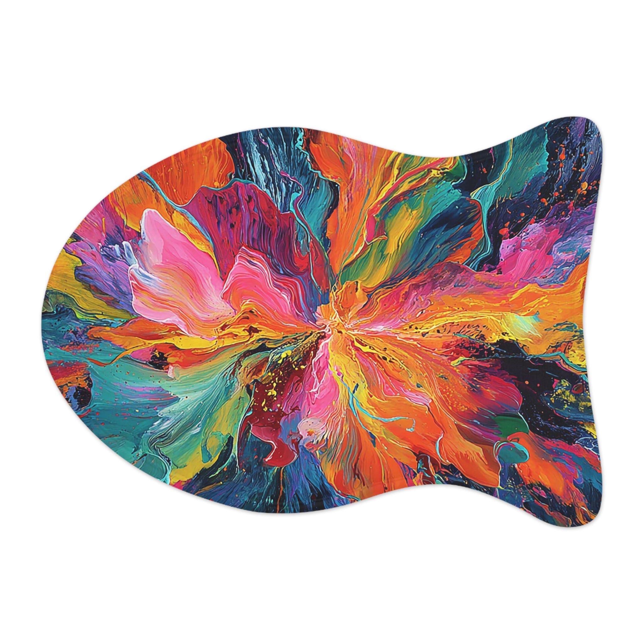 Bespattered Facade Colorful Paint Bloom Pet Feeding Mat – Absorbent Non-Slip Dog & Cat Food Mat