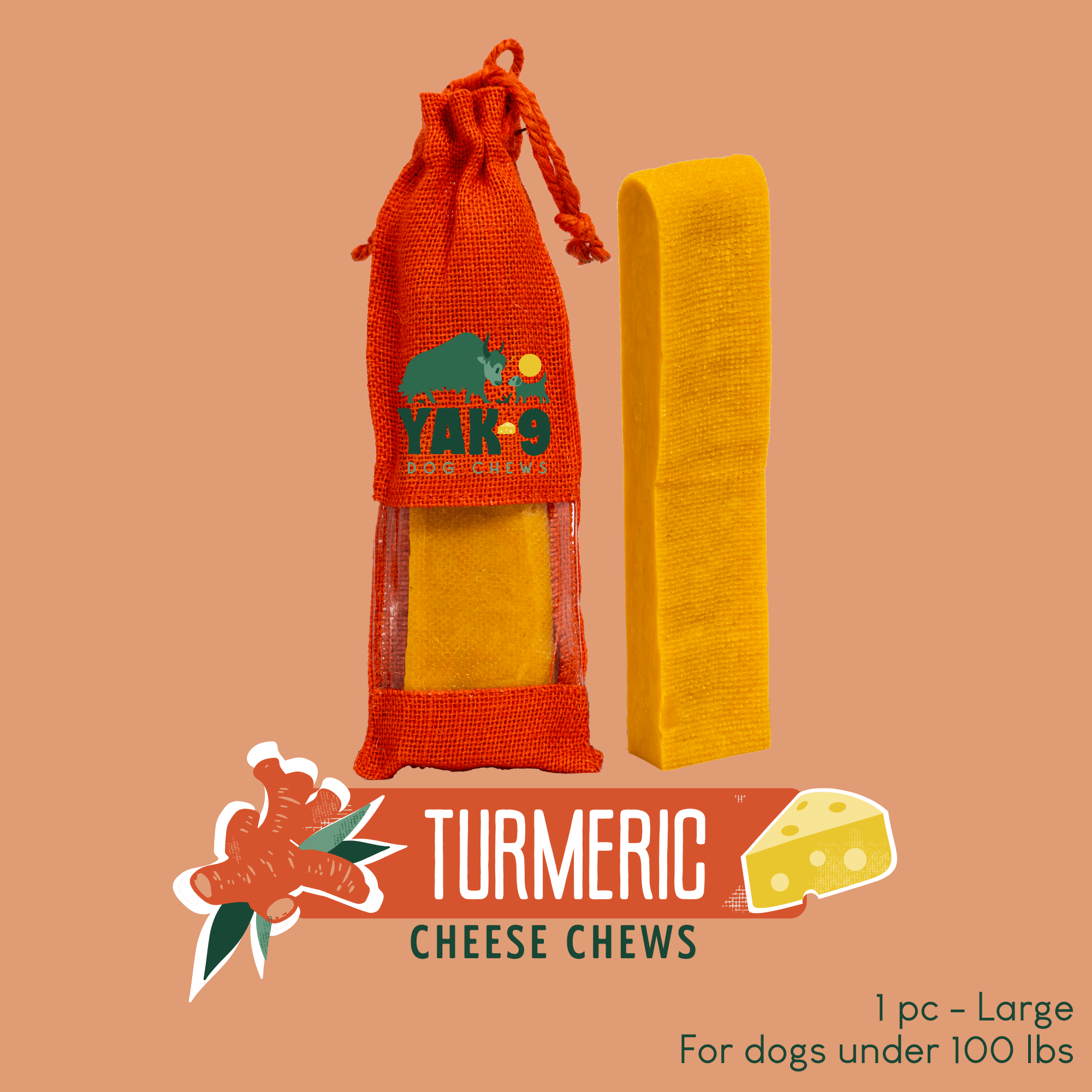 Yak9 Turmeric Yak Cheese Dog Chews – Natural Long-Lasting Chews for Joint, Dental & Digestive Health