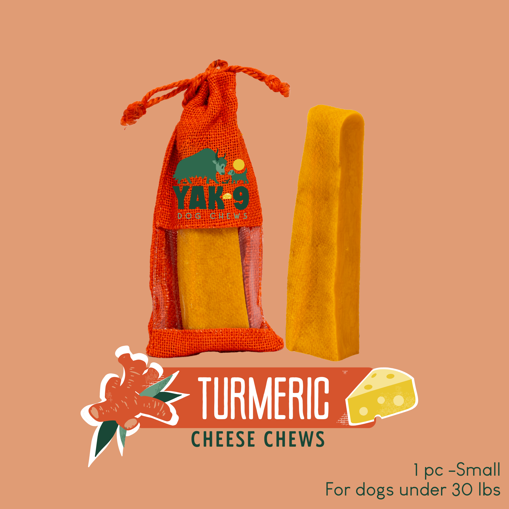 Yak9 Turmeric Yak Cheese Dog Chews – Natural Long-Lasting Chews for Joint, Dental & Digestive Health