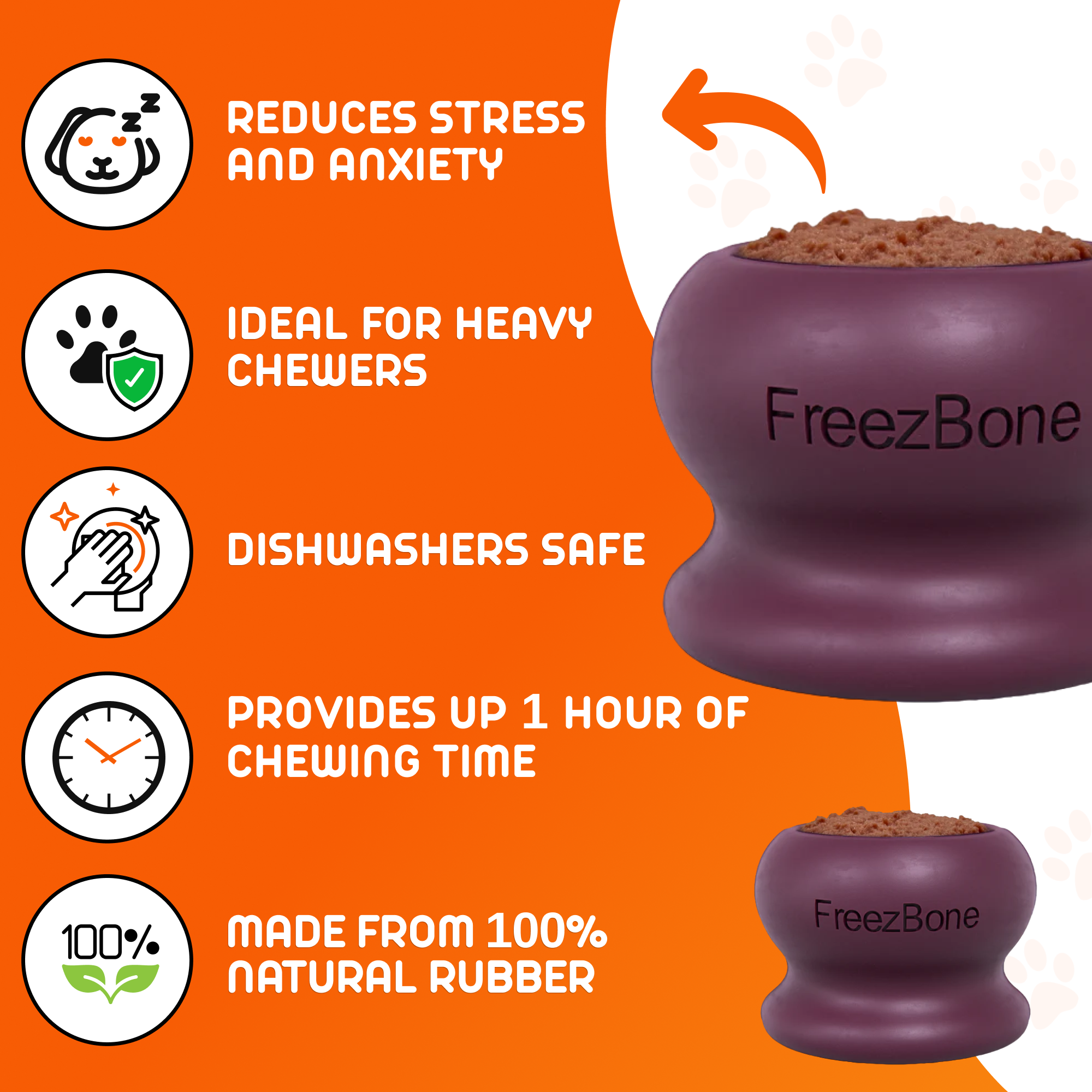 Freezball – Durable Fillable Dog Chew Bone & Freezable Enrichment Toy