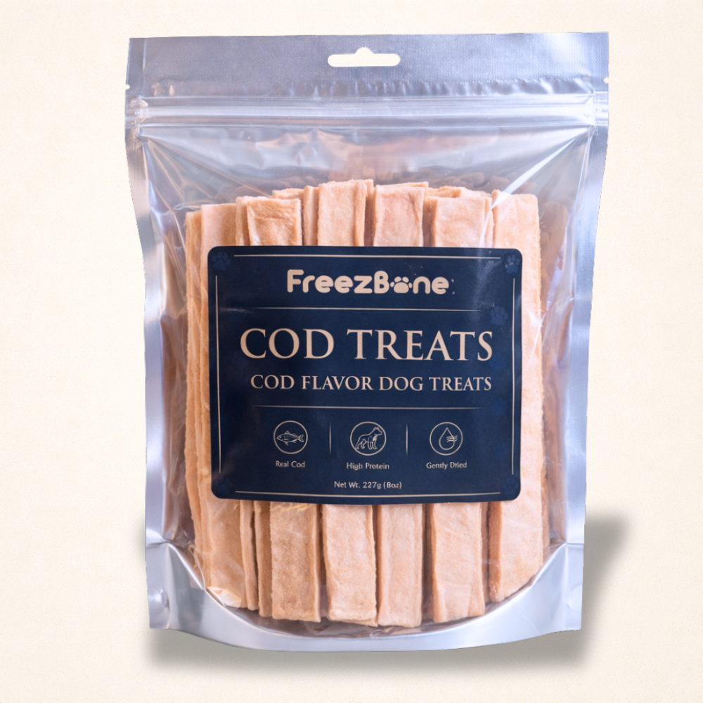FreezBone Cod Dog Treats – High-Protein Soft Training Treats Made with Real Cod (Value Size 8 oz)