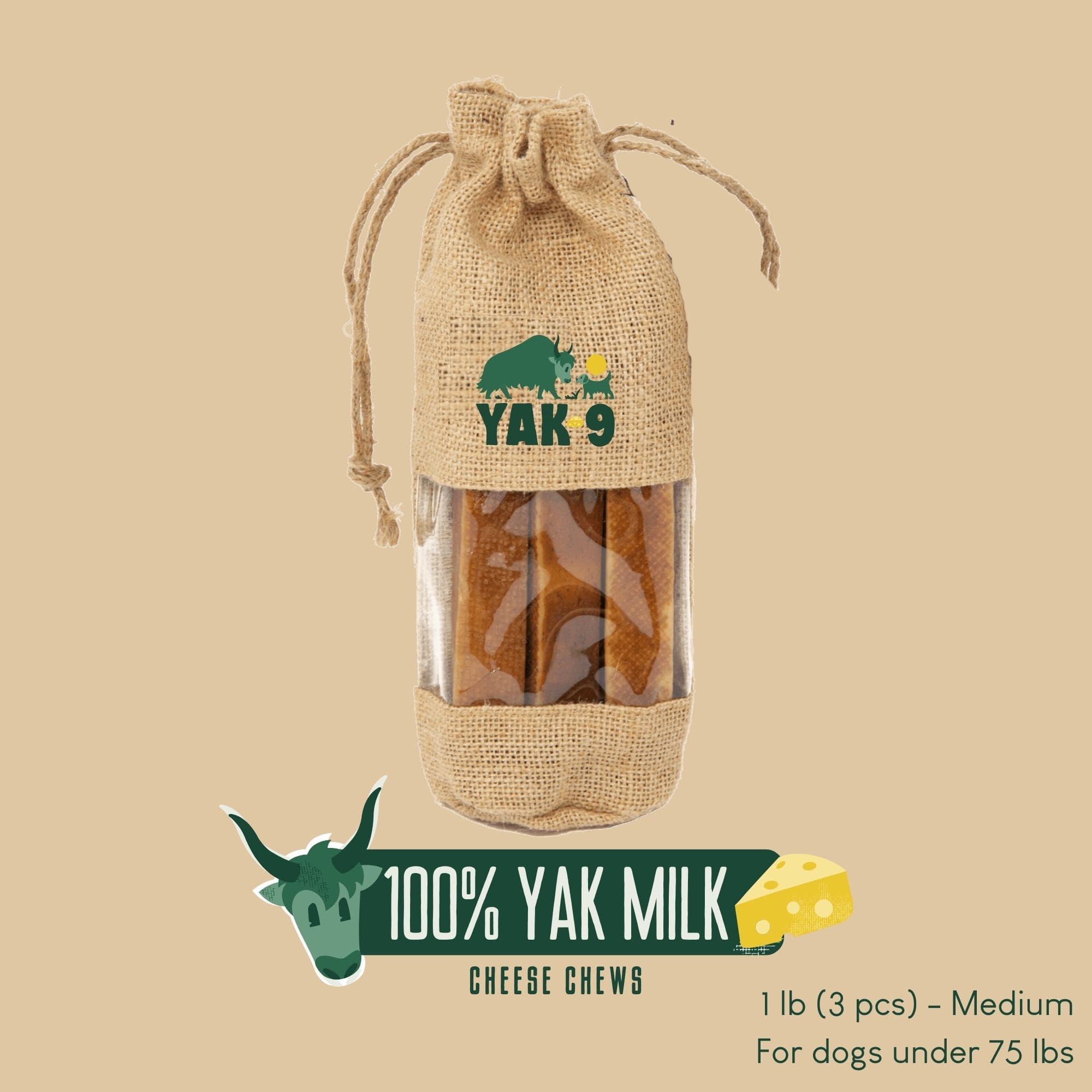 Yak9 Himalayan 100% Yak Cheese Dog Chews – Long-Lasting Natural Chews for Dental Health