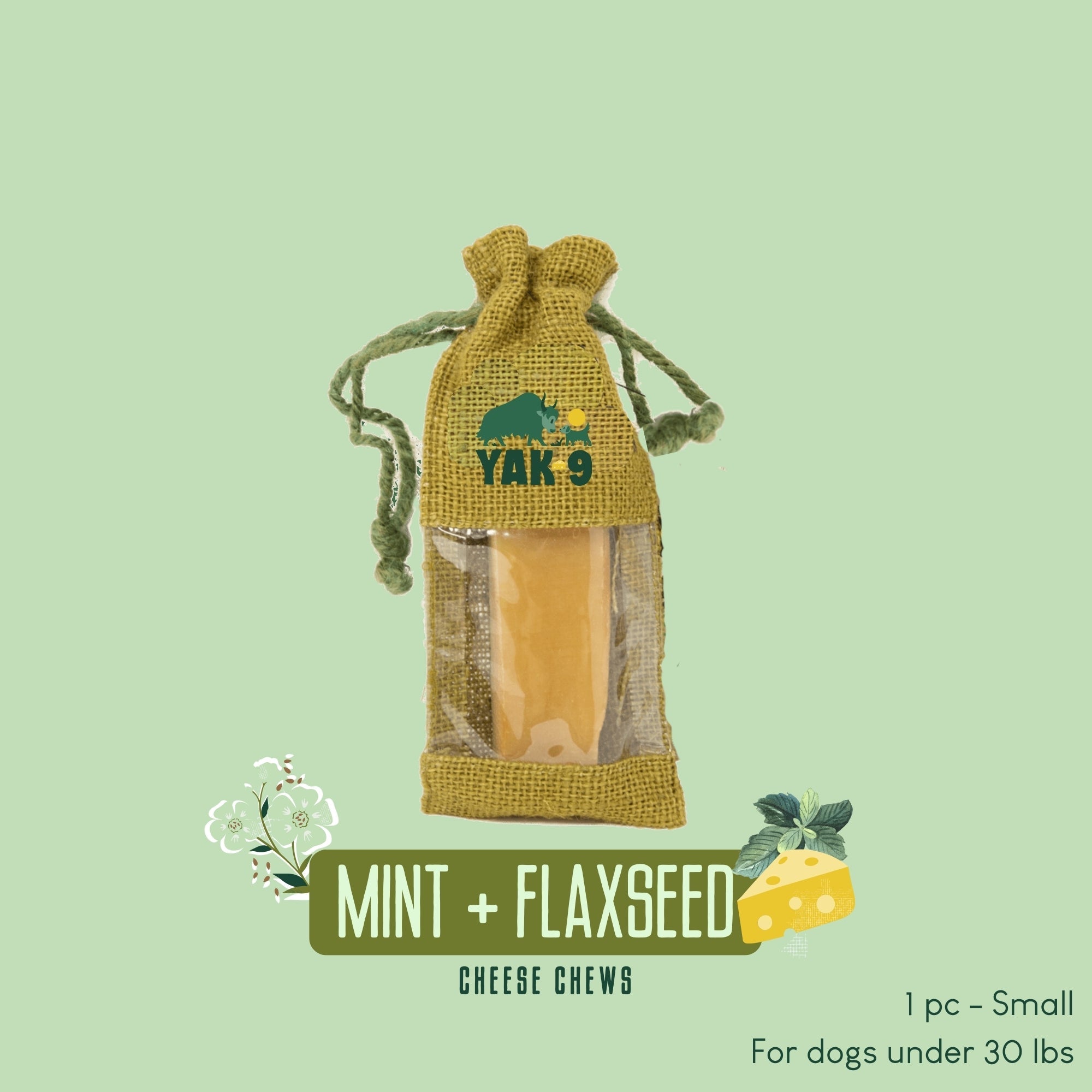 Yak9 Flaxseed & Mint Yak Cheese Dog Chews – Long-Lasting Natural Chews for Digestion & Fresh Breath