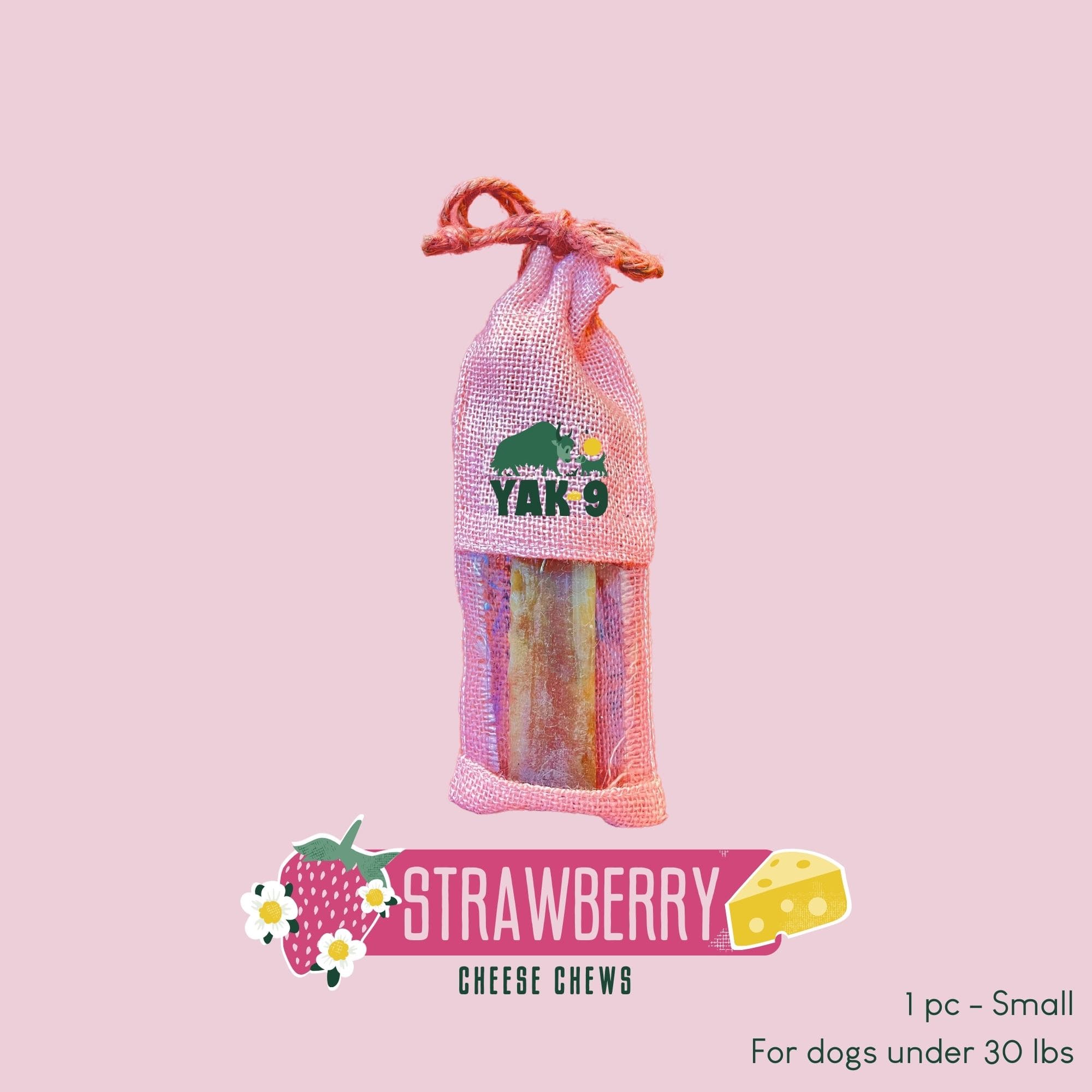 Yak9 Strawberry Yak Cheese Dog Chews – Long-Lasting Natural Chews for Immune & Skin Health