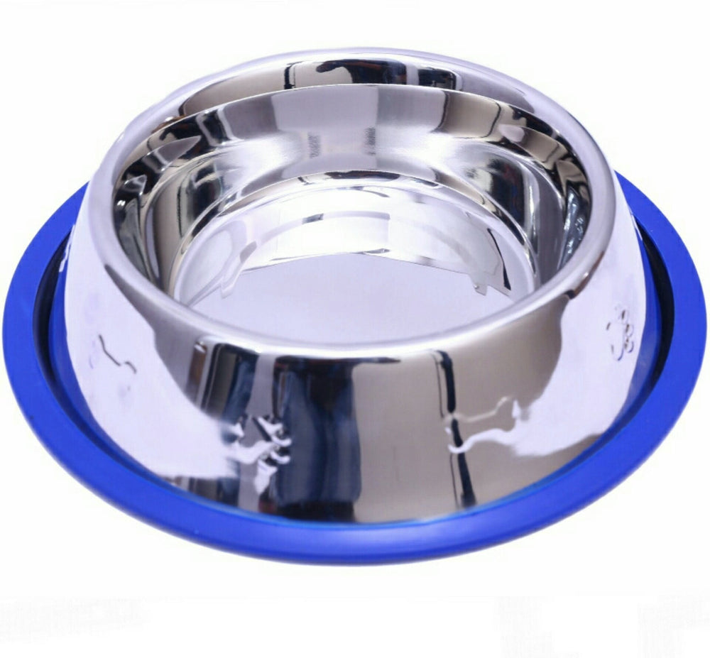 2-in-1 Stainless Steel Dog Bowls with Non-Skid Silicone Base – Rust-Resistant, Easy to Clean & Bacteria-Resistant Pet Feeding Set