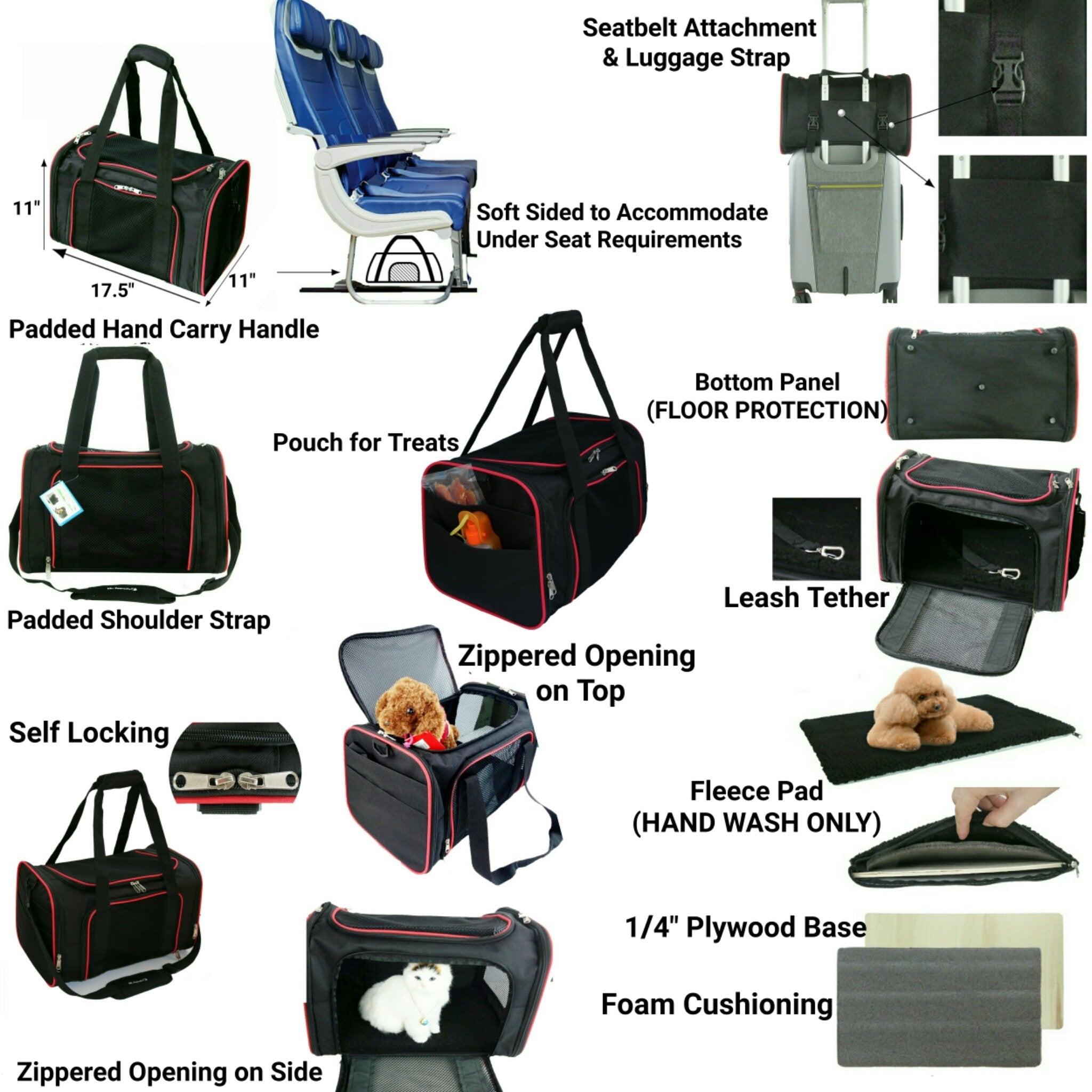 Mr. Peanut’s Silver Series Soft-Sided Pet Carrier – Airline Approved Travel Bag for Small Dogs & Cats