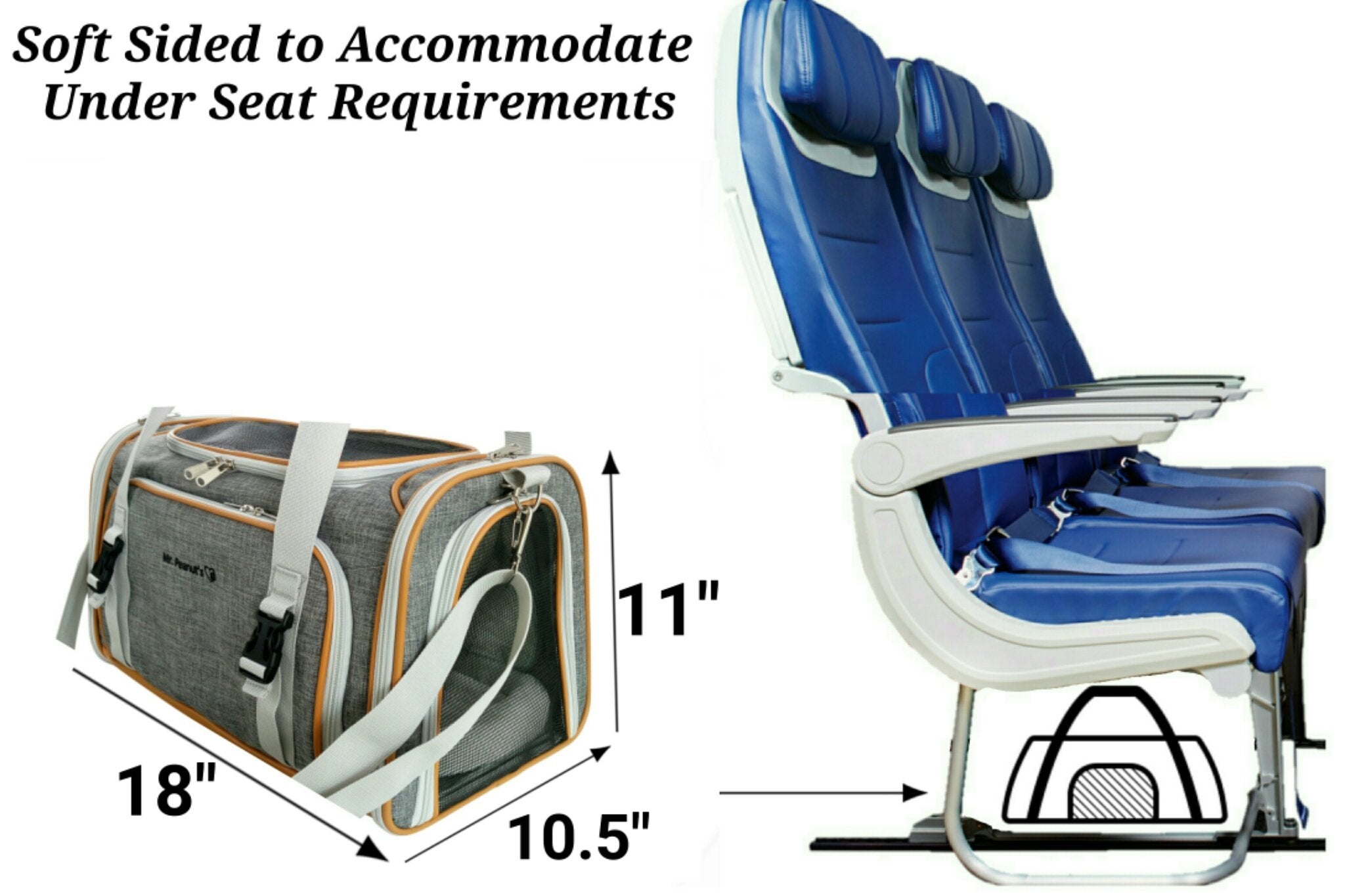 Expandable Soft-Sided Pet Carrier by Mr. Peanut’s – Airline-Approved for Travel