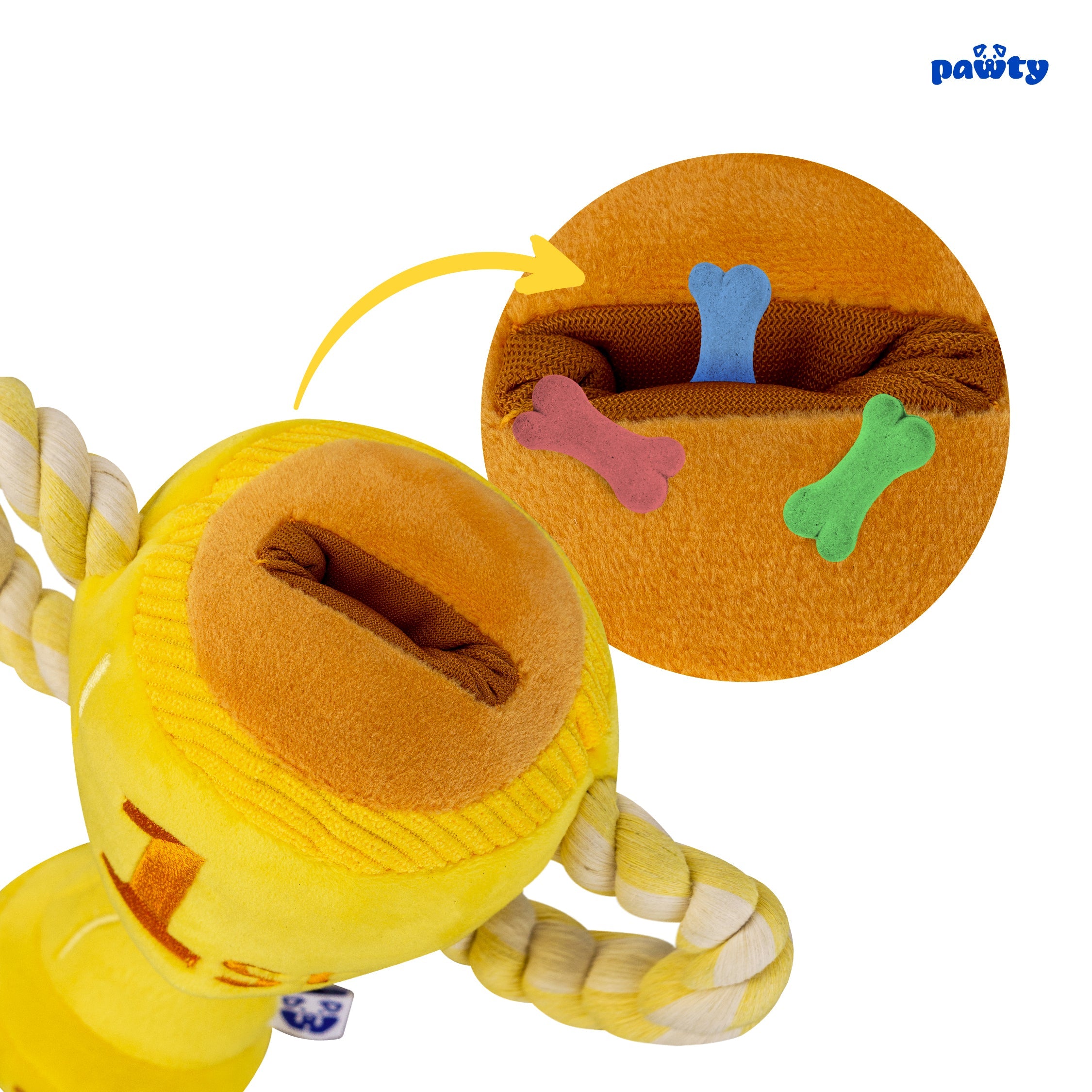 Trophy Interactive Dog Toy – Snuffle Tug Rope Toy with Squeaker for Dogs