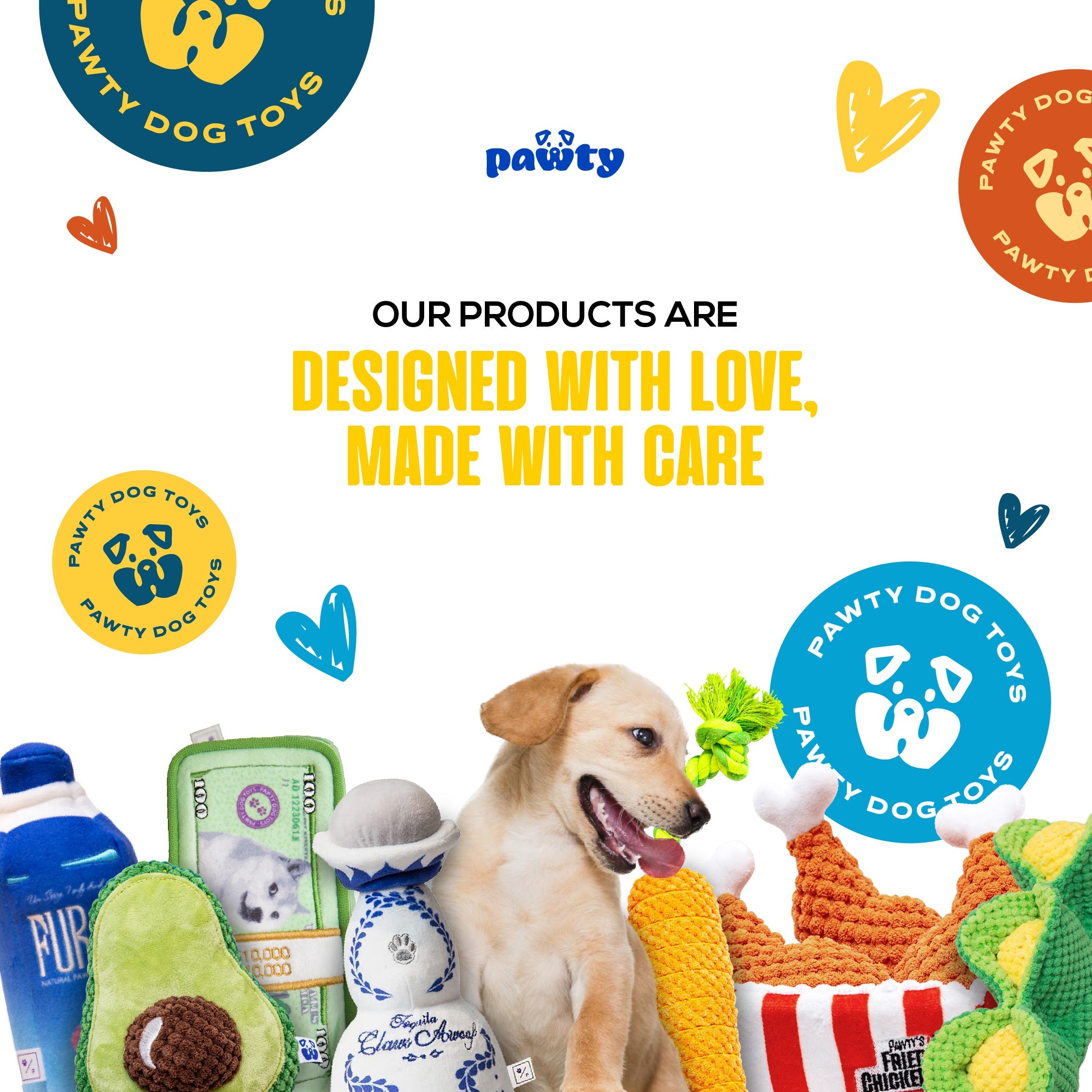 PAWTY Tool Kit Tape Measure Dog Toy – Plush Squeaky Chew Toy for Small & Medium Dogs