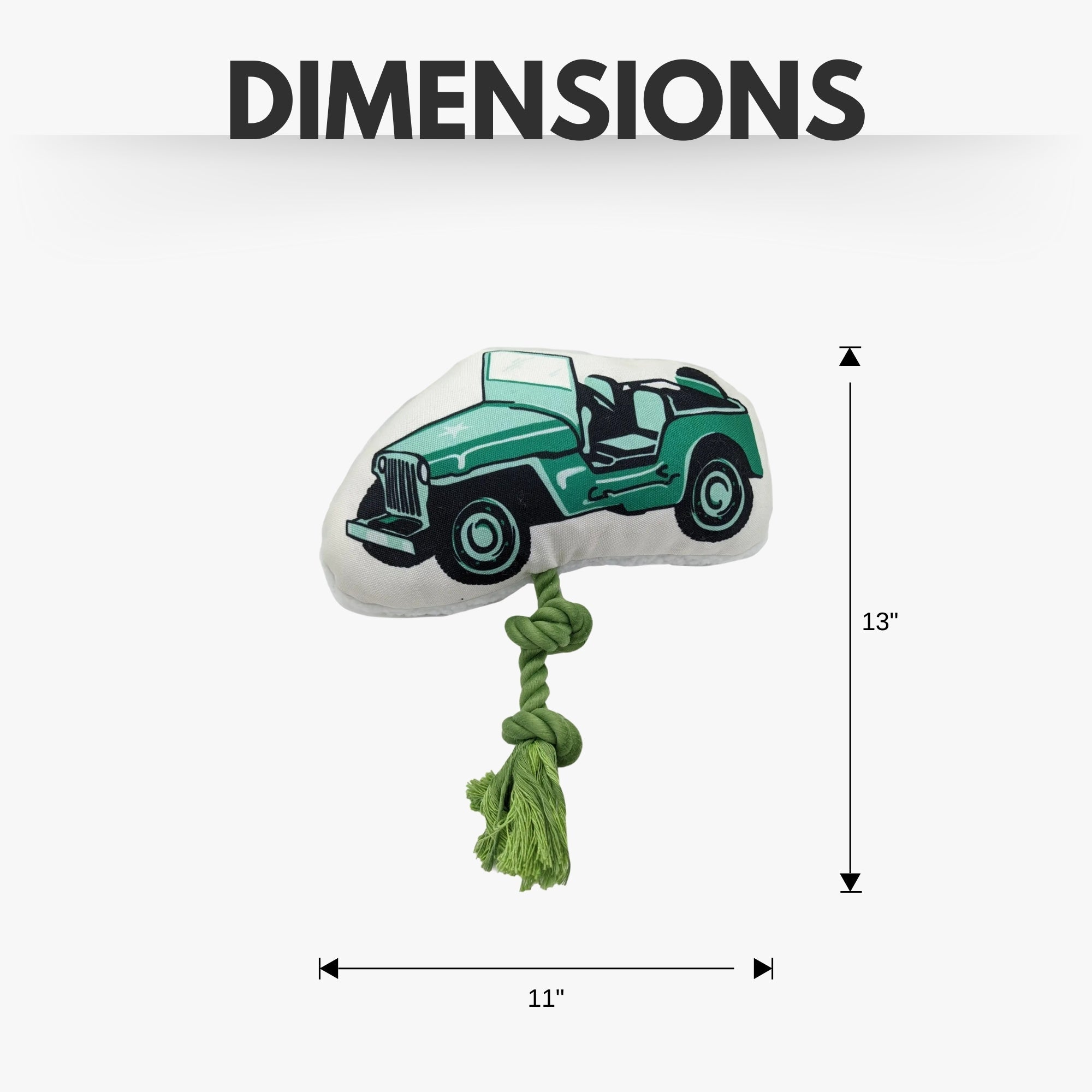 Country Living Retro Army Jeep Dog Toy – Plush Jeep with Squeaker, Crinkle Paper & Tug Rope